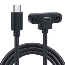 USB-C USB 3.1 Type C Male to Female Extension Data Charge Cable with Panel Mount Screw Hole 480Mbps Type C Connector