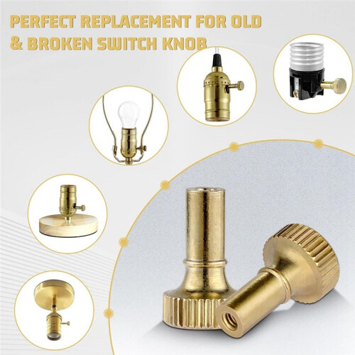 Brass Lamp  Knob,Turn /Off Light  Knob Replacement,Standard Size Twist  Knobs 4pcs