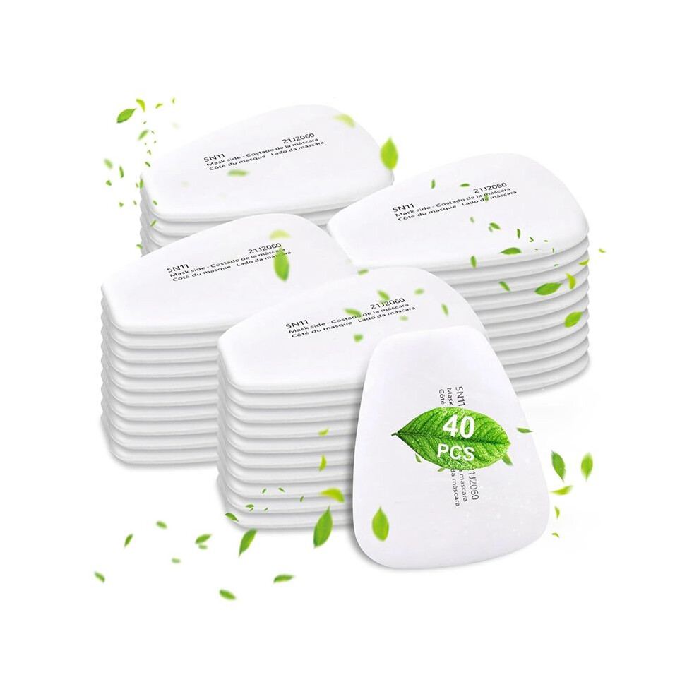 40Pcs 5N11 Respirator Filter Cotton, Replacement Particulate Filter Cotton For 6200, 6502, 7502, 6800, And Ff402 Series 4712117450901