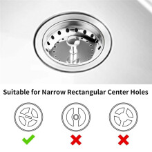 2PCS Kitchen Sink Drain Strainer Sink Stopper Combo for Standard 3-1/2 Inch Drain, Stainless Steel Sink Strainer Basket