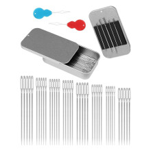 80 Pieces Sewing Needle Set, 8 Sizes Stainless Steel Needles with Threader & Magnetic Stickers for Embroidery DIY