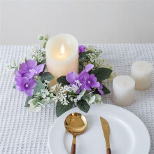 Wedding Candlestick Wreath Artificial Flower Plants Candle Aromatherapy Ring Holder Table Centerpiece Decoration
