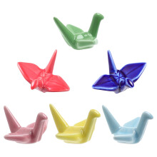 6pcs Ceramic Origami Crane Chopstick Rest Japanese Style Utensil Holder Durable and Dishwasher Safe