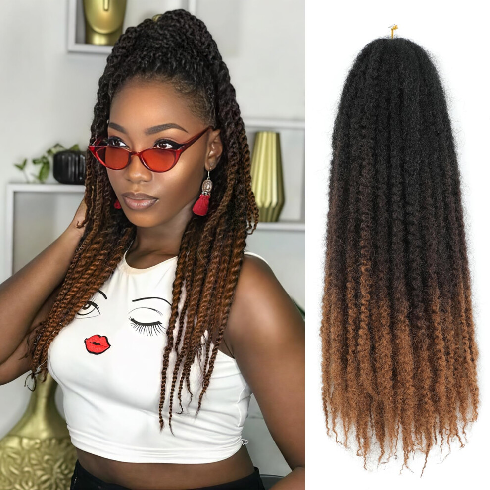 Unisex Marley Twist Braiding Hair 24 Inch Cuban Twist Extensions 8 Packs Afro Kinky Crochet Natural Texture 1B/4/30