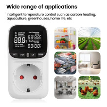 Digital Plug in Thermostat Outlet120V Heating Cooling Control 110V 15A Celsius Fahrenheit Display,for Greenhouse US Plug