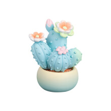 (4.3cm*3.3cm*5.4cm, Lake Blue) Cactus Statue Cute Mini Cactus Figurines Simulation Plants Decorations for Home Office Car