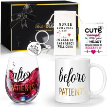 AA1 Before & After Patients 11oz Coffee Mug & 18oz Wine Glass Set - Perfect Gifts for Dentists, Doctors, Hygienists, Assistants & Nurses