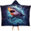 Shark Wearable Blanket Hette Fleece Kappe for Barn og 1