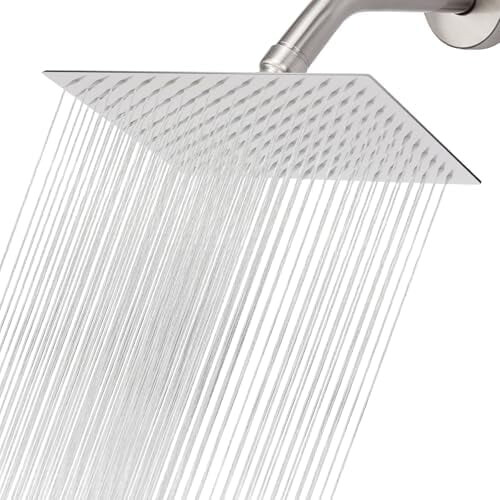 12" Rectangular Rain Shower Head, High-Flow Stainless Steel, High Pressure, Low-Water-Flow Performance, Brushed Nickel