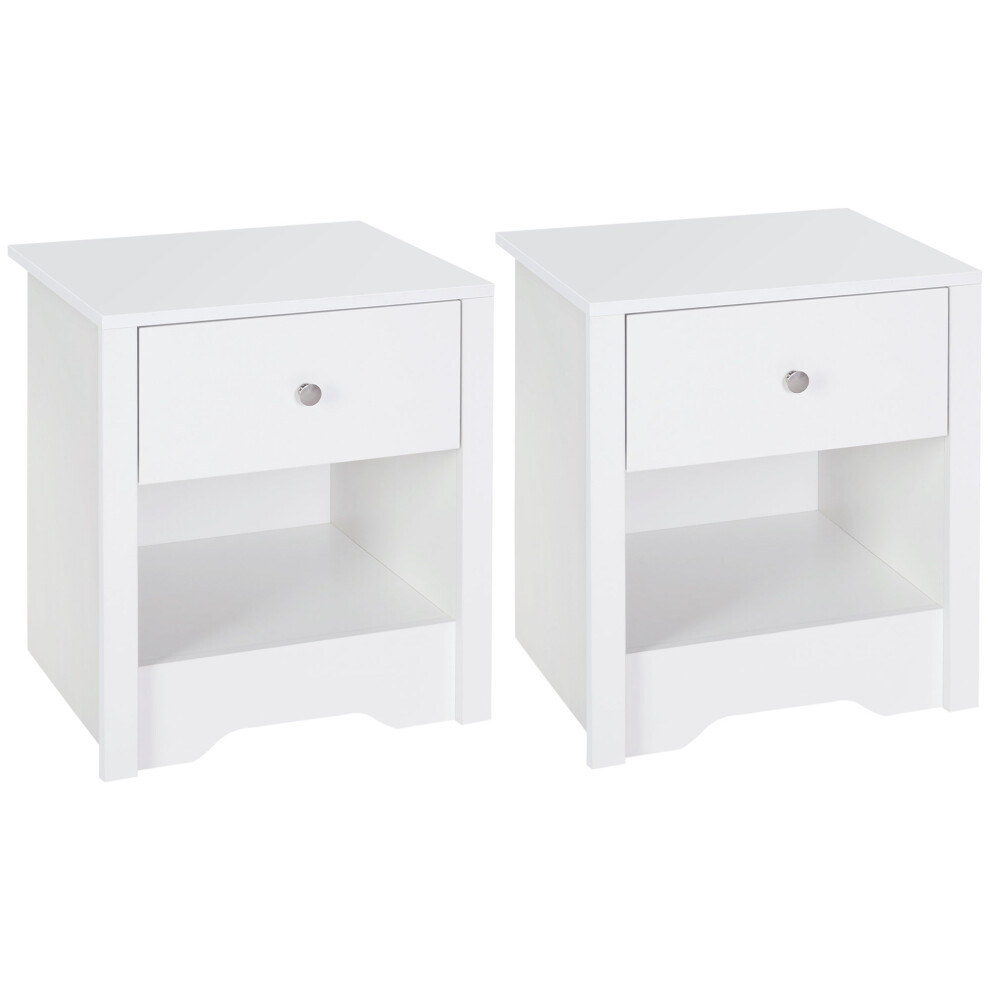 HOMCOM Bedside Table, Nightstand with Drawer and Open Shelf, End Table