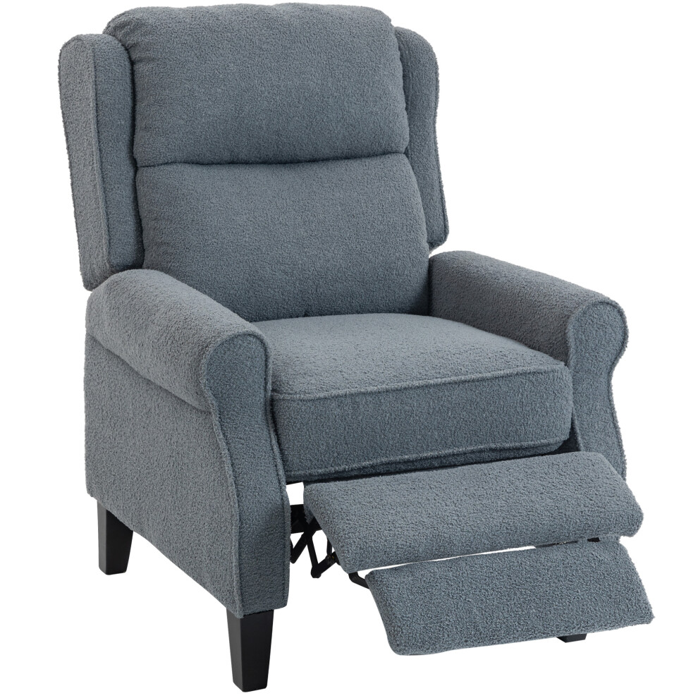 Grey Recliner Armchair With Extended Leg Rest