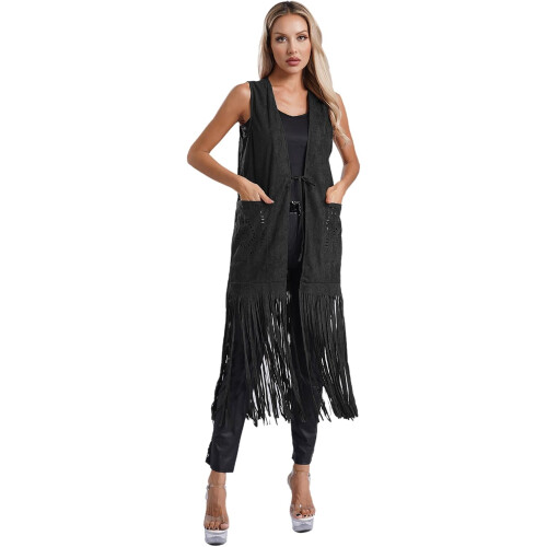 (XL, Black) Γυναικείο γιλέκο με outfit, 1970s