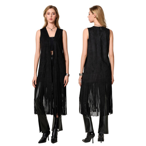 (XXL, Black) Γυναικείο γιλέκο με outfit, 1970s 2