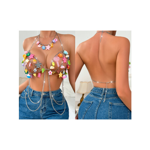 (One Size, Silver) Αλυσίδες σουτιέν, μεταλλικές κέντρο διασκέδασης 1