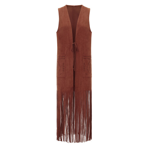 (XXL, Dark Brown) Γυναικείο γιλέκο με outfit, 1970s