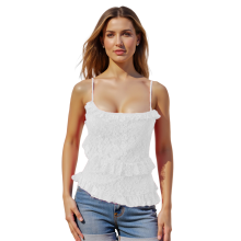 (L, White) Débardeur fleuri en streetwear été.