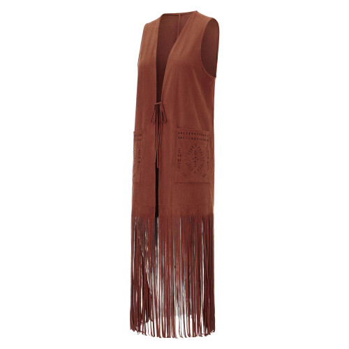 (S, Dark Brown) Γυναικείο γιλέκο με outfit, 1970s 1