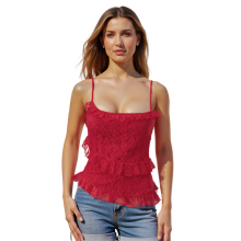 (XL, Red) Débardeur fleuri en streetwear été.