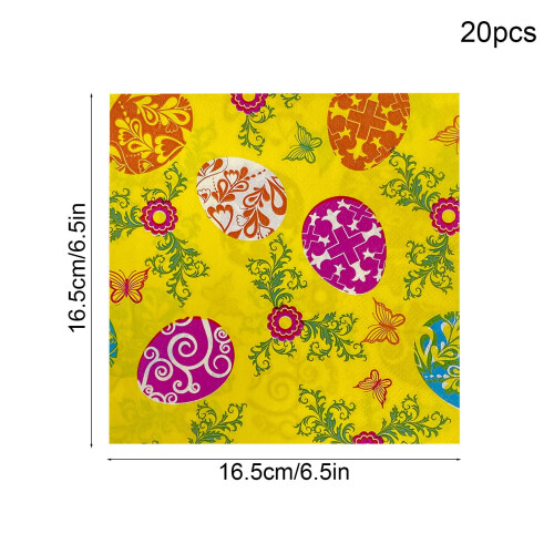 20Pcs Easter Napkins,Disposable Easter Eggs Cocktail Napkins for Spring Easter Party Supplies Table Decorations 2