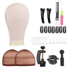 Canvas Block Mannequin Head 23 Inch with Stand T-Pins C-Pins Hair Clip Comb for Display Styling Head