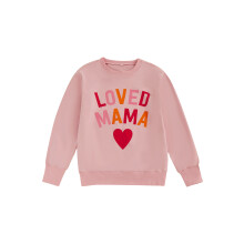(S, Pink Mom) Sweat-shirt assorti pour la Saint-Valentin, imprimé cœur et lettres, col rond, pour maman et moi. Hauts chauds et confortables.
