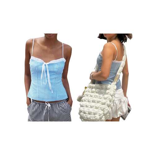 (L, Sky Blue) Topuri de vară camisole ajustate 1