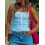 (L, Sky Blue) Topuri de vară camisole ajustate 4