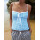 (L, Sky Blue) Topuri de vară camisole ajustate 5
