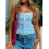 (L, Sky Blue) Topuri de vară camisole ajustate 3