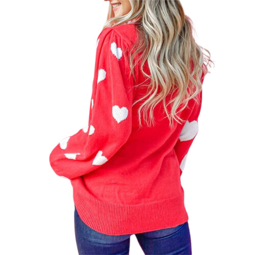 (L, Red) Pull cœur pour occasions décontractées. 2