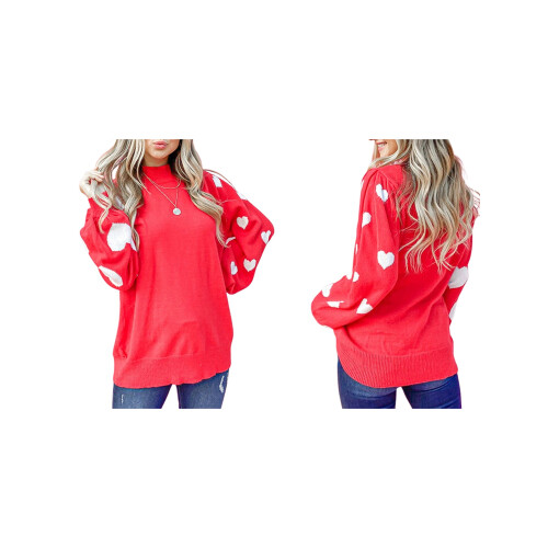 (L, Red) Pull cœur pour occasions décontractées. 1