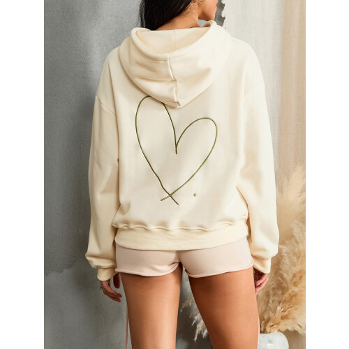 (M, Beige) Γυναικείο Φούτερ Κουκούλα Casual Streetwear 2