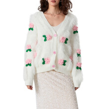 (One Size, Pink) Gilet cardigan femme maille douce.