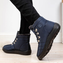 Botas de nieve de invierno para mujer FAMTKT, zapatos de senderismo con cordones para mujer, botas de invierno cálidas e impermeables, botines para