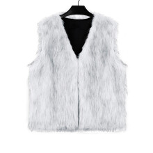 (XL, Light Grey) Gilet sans manches en fausse fourrure pour femme, ouvert sur le devant, idéal pour un look décontracté en ville.