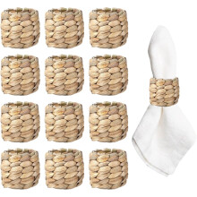 Lot de 12 ronds de serviette tissés, jacinthe d'eau