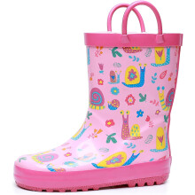 Toddler & Kids Rain Boots with Easy-On Handles – Unisex Waterproof Rubber Boots in Fun Patterns (T/L/B Kid), Compatible with All Sizes