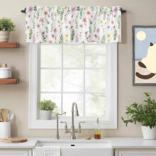 Cantonnière rustique à motif d'eucalyptus et de fleurs sauvages, 137 x 46 cm, passe-tringle