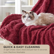 Gentlesoft Sherpa Fleece Blanket Twin (60x80"), Red, Fluffy Cable Jacquard Tufted, Warm Winter & Christmas Gift – Compatible with All Beds