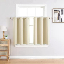Small Window Curtains for Kitchen and Bedroom - Grommet Short Thermal Insulated Room Darkening Curtains (2 Panels, Beige, 36 x 24 Inch)