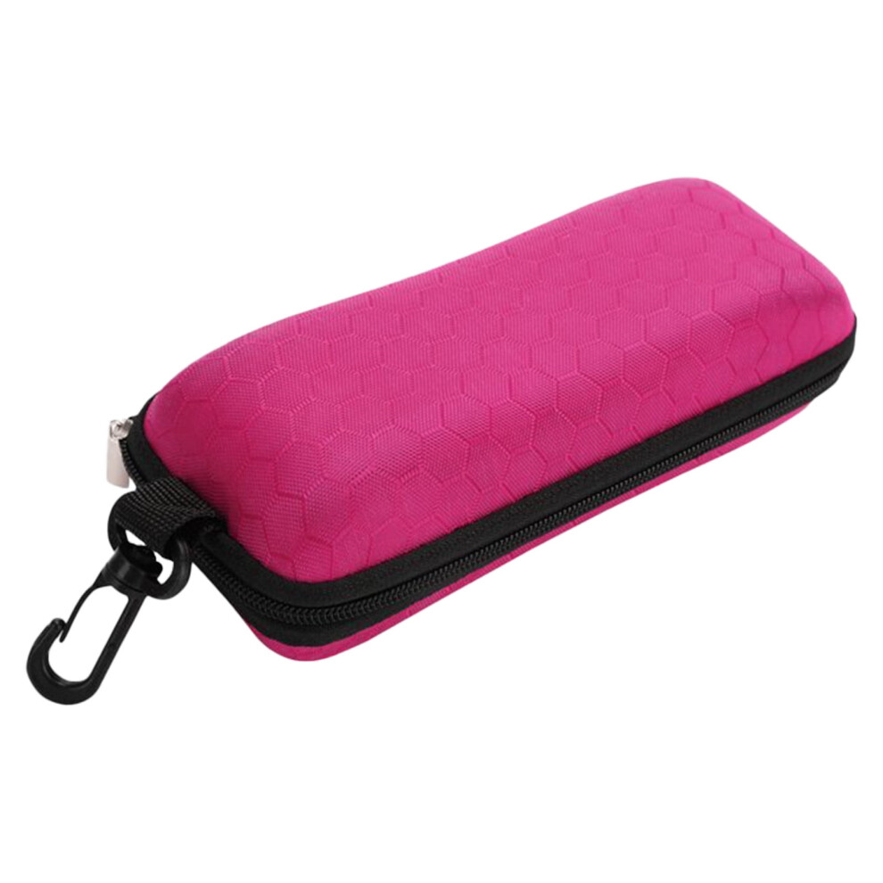 Pink Portable Hard Shell Sunglasses Case With Zipper, Shockproof Eva Case + Metal Carabiner (X3-), Compatible With Most Sunglasses