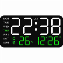 8.4 Large Digital Wall Clock with Big Digits - Date Temperature Display Borderless Modern Design for Living Room Office
