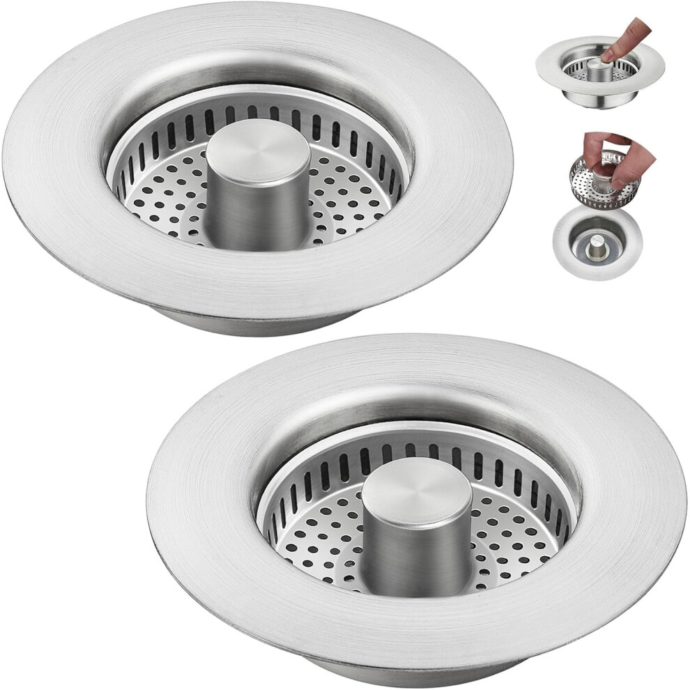 Stainless Steel 3-In-1 Sink Strainer & Pop-Up Stopper (2 9156945600605