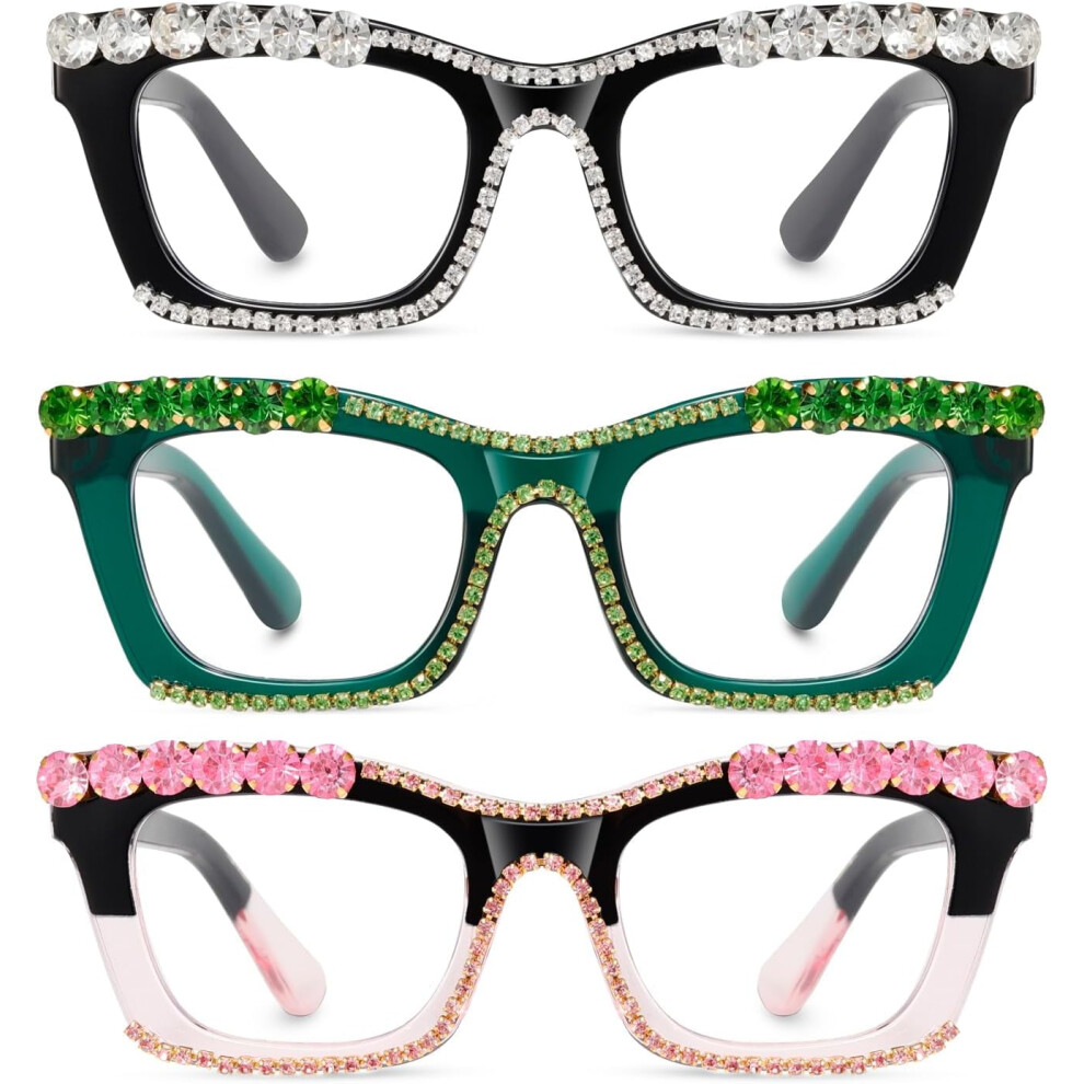 Oprah Style Reading Glasses for Women Men Blue Light Blocking Computer Square Readers with Spring Hinge