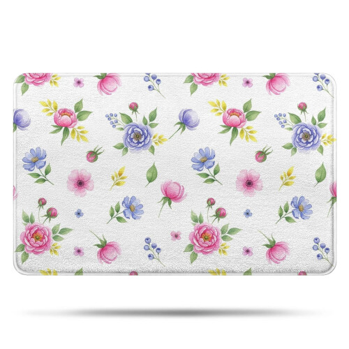 Tapete de banheiro floral antiderrapante em microfibra, 50 x 80 cm (20 x 32 polegadas)