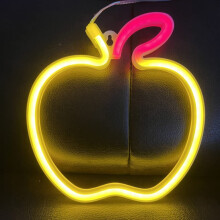 Enseigne lumineuse LED Apple – Alimentation USB ou piles