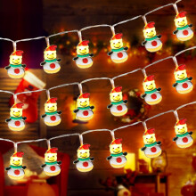 Guirlande lumineuse LED de Noël avec Père Noël et bonshommes de neige, étanche, à piles, 1,5 m, 10 LED, décoration intérieure/extérieure pour