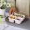 Contenitore per alimenti Bento Box con 3 scomparti, colore beige. 5