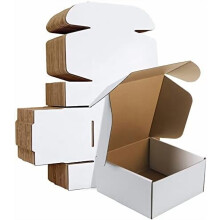 8x8x4 inches Shipping Boxes Set of 25, White Corrugated Cardboard Box Literature Mailer