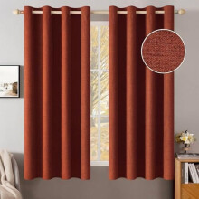 Faux Linen Blackout Curtains 52 x 84 in, 2 Panels with